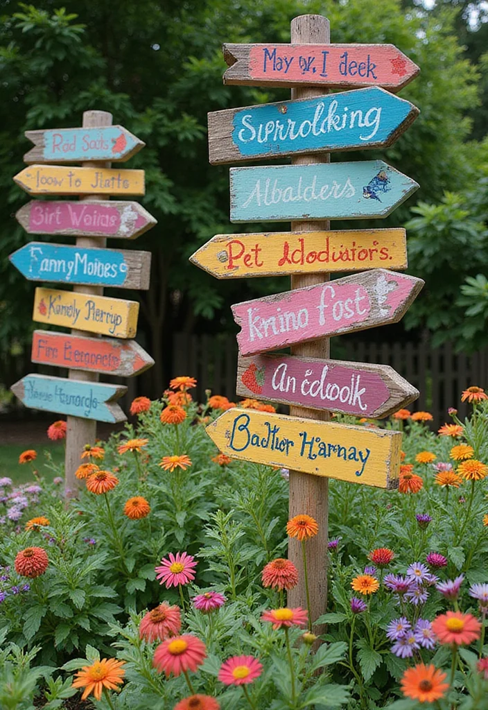 19 Neodeco Outdoor Space Ideas That'll Make Your Garden the Talk of the Town (Trust Us on #11!) - 15. Quirky Outdoor Signs 1