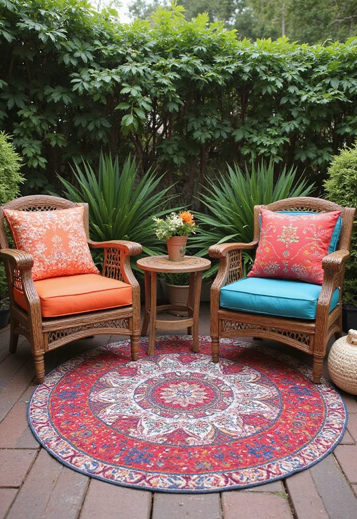 19 Neodeco Outdoor Space Ideas That'll Make Your Garden the Talk of the Town (Trust Us on #11!) - 9. Outdoor Rugs 1