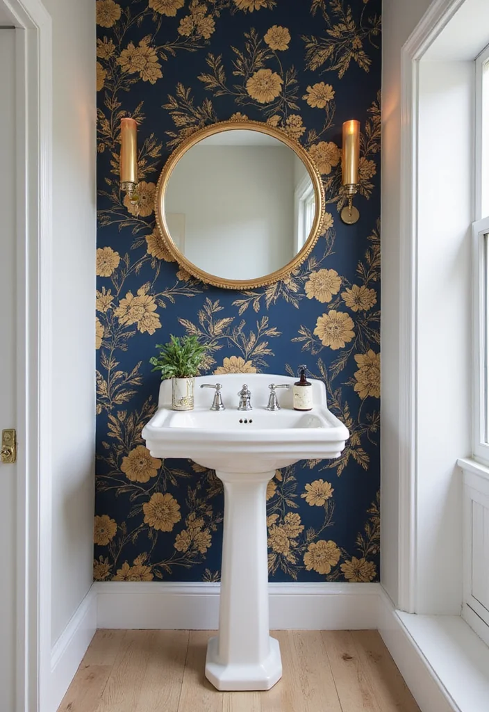 20 Bathroom Decor Ideas That Instantly Refresh Your Space - 2. Use Bold Wallpaper to Make a Statement 1