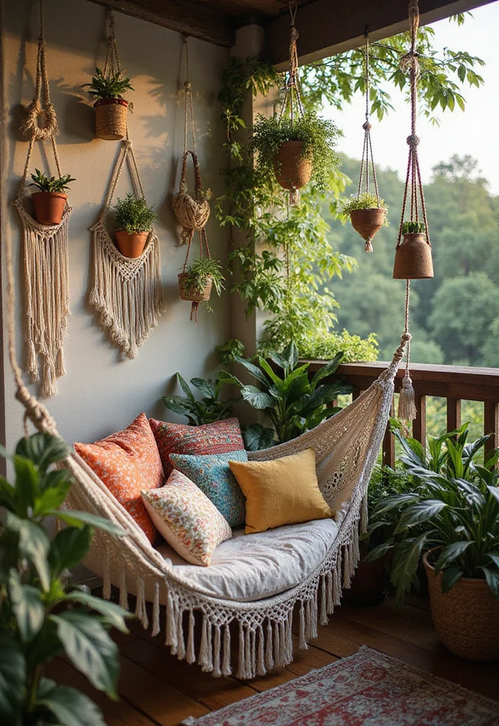 22 Balcony Decor Ideas That Turn Small Spaces Into Outdoor Retreats - 13. Boho Chic with Macramé 1
