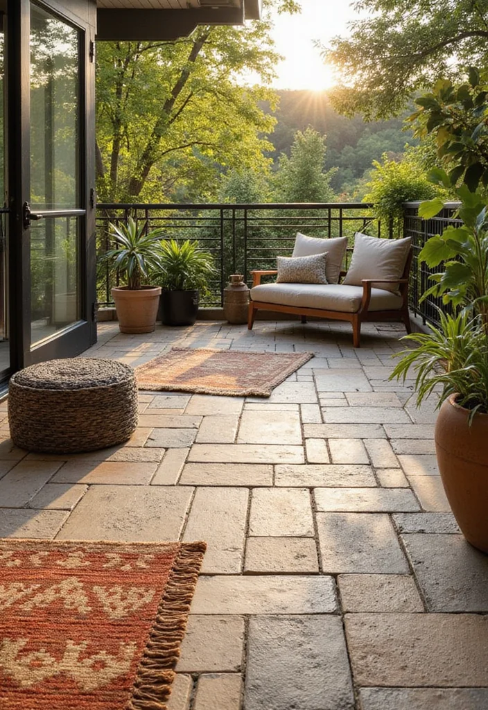 22 Balcony Decor Ideas That Turn Small Spaces Into Outdoor Retreats - 18. Unique Flooring Options 1