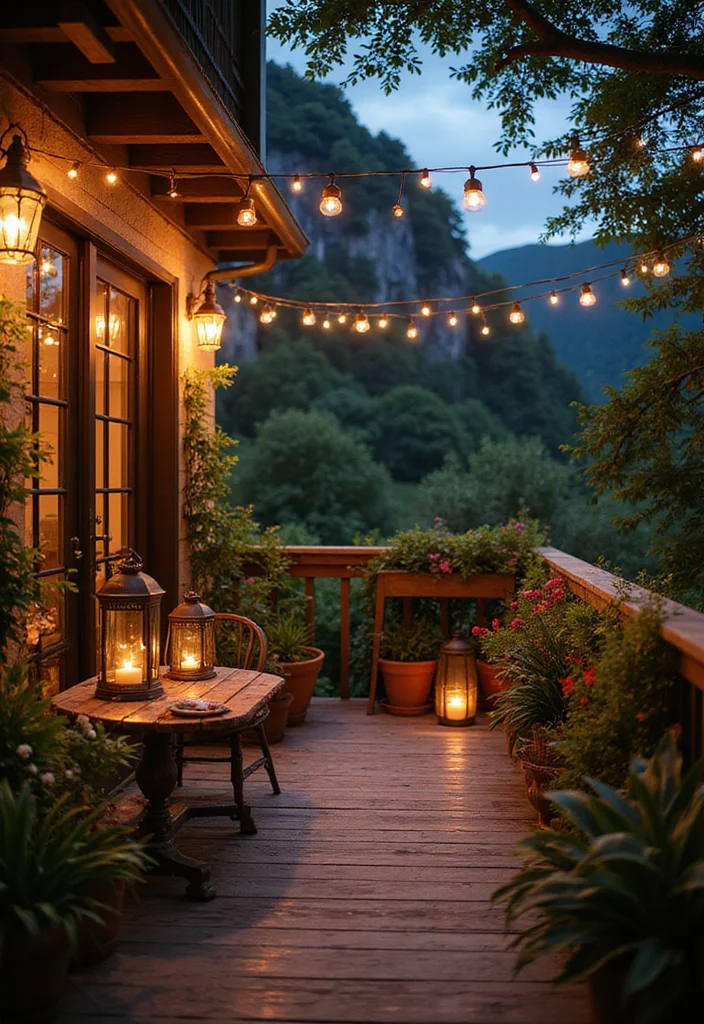 22 Balcony Decor Ideas That Turn Small Spaces Into Outdoor Retreats - 3. Outdoor Lighting Magic 1
