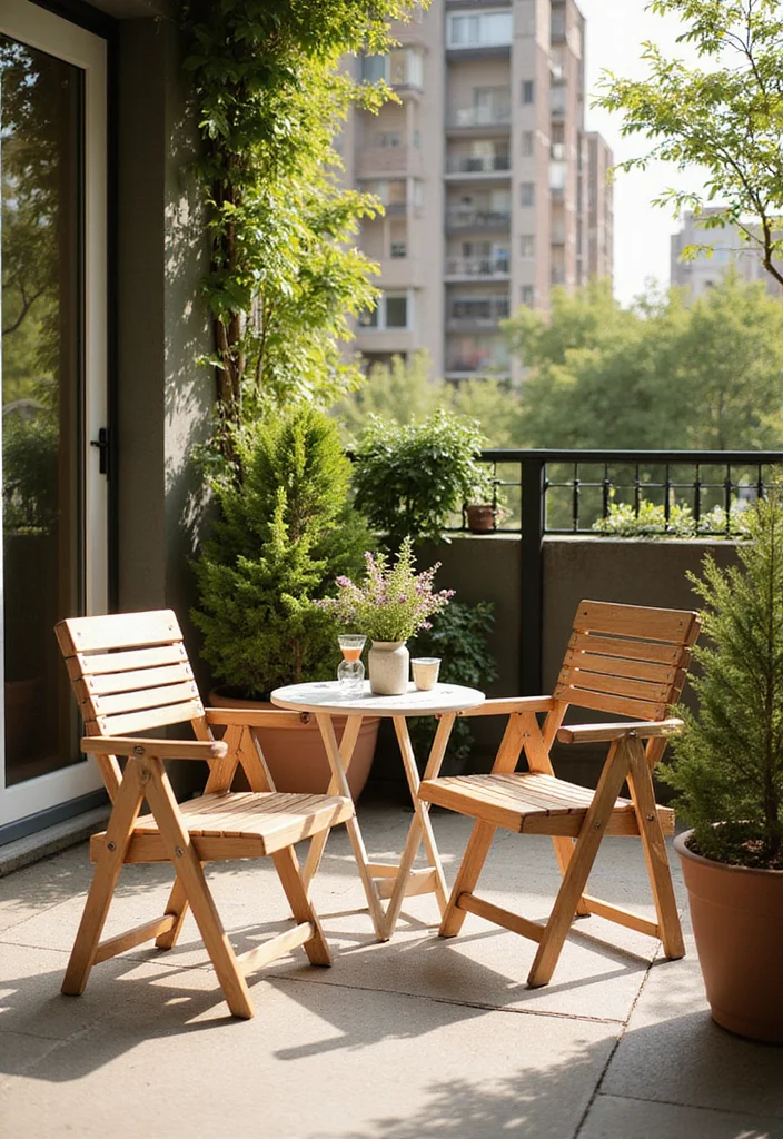 22 Balcony Decor Ideas That Turn Small Spaces Into Outdoor Retreats - 8. Folding Furniture for Flexibility 1
