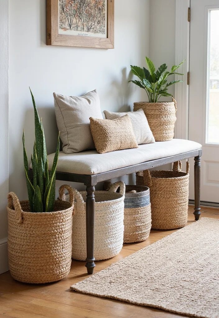 Small Apartment Entryway Storage Ideas: 10 Smart Solutions to Organize in Style! - 4. Baskets for Clutter Control 1