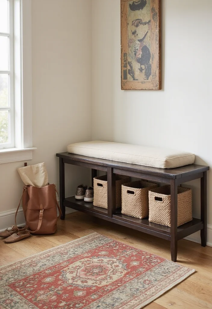 Small Apartment Entryway Storage Ideas: 10 Smart Solutions to Organize in Style! - 6. Under-Bench Storage 1